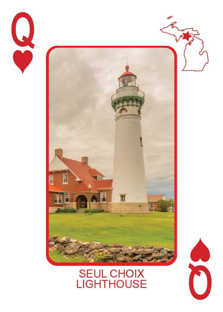 Image of LIGHTHOUSES OF MICHIGAN - Playing Cards - Euchre Friendly