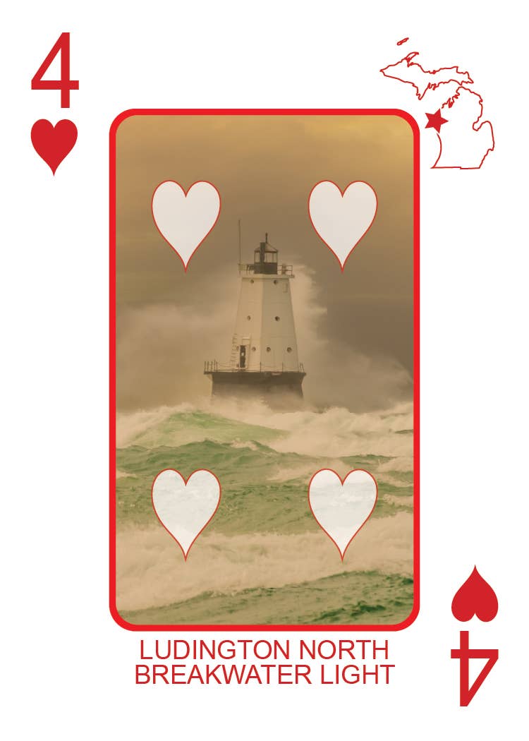 Image of LIGHTHOUSES OF MICHIGAN - Playing Cards - Euchre Friendly