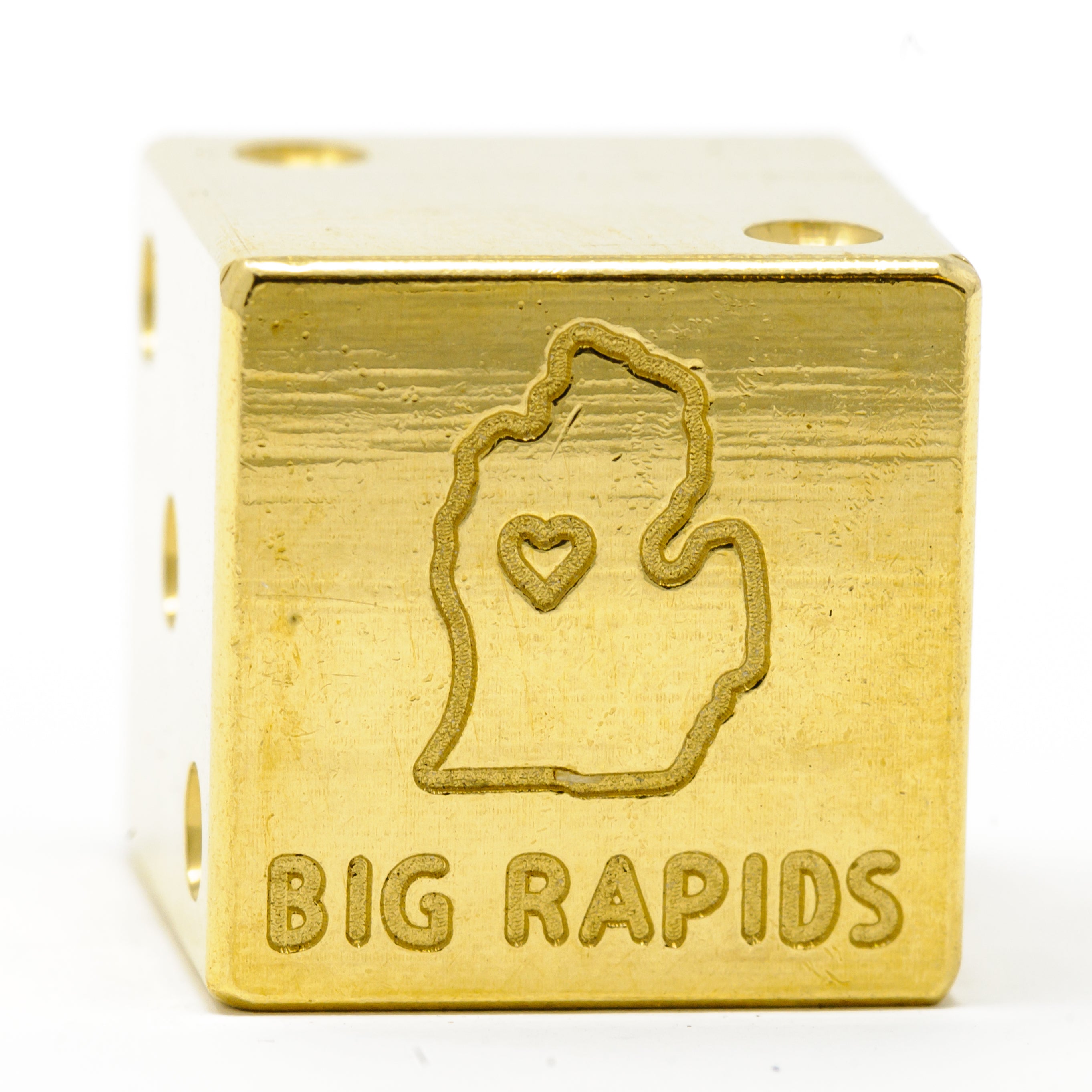 Image of Big Rapids, Michigan Solid Brass Die – Michigan Mitten Souvenir