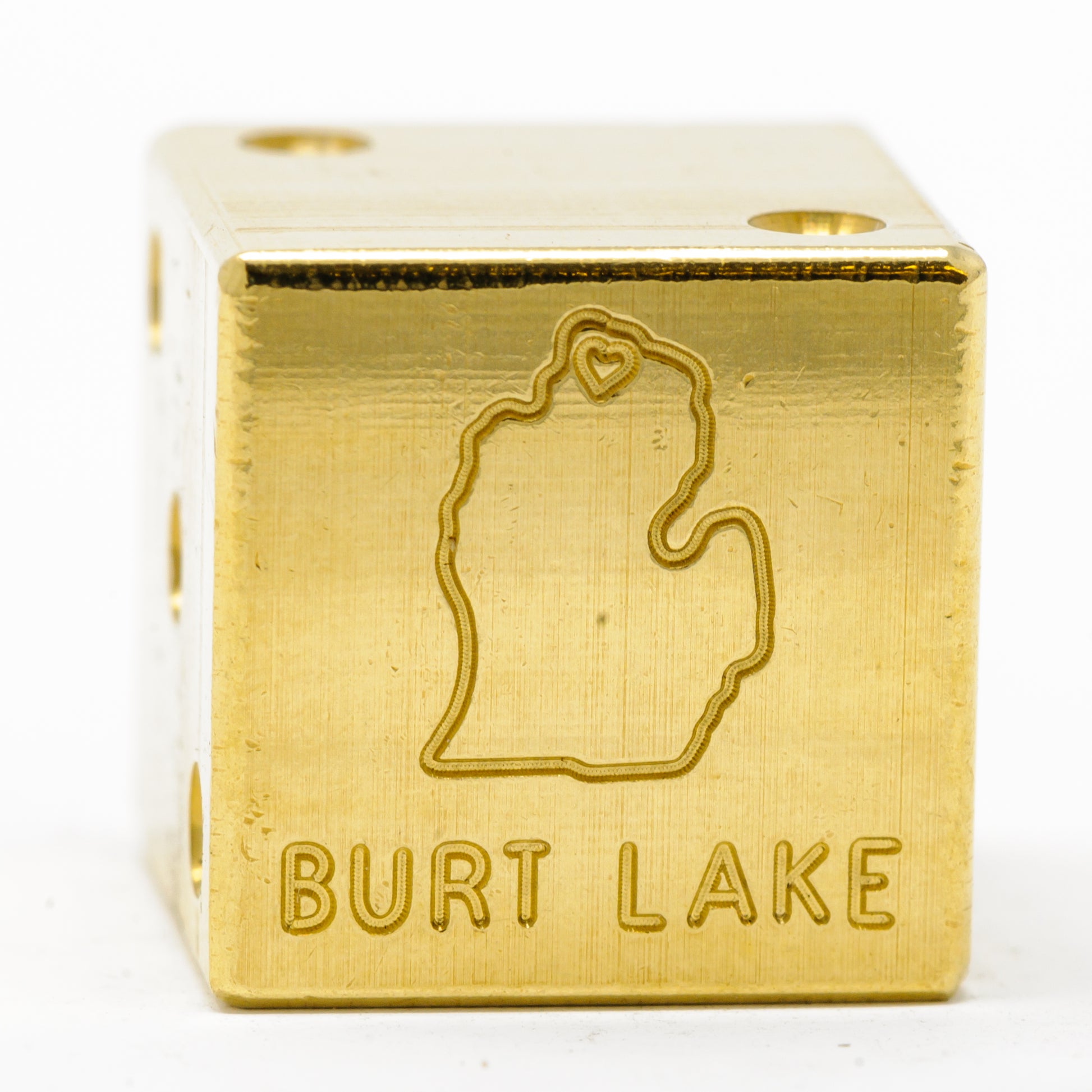 Burt Lake, Michigan Solid Brass Die – Michigan Mitten Souvenir