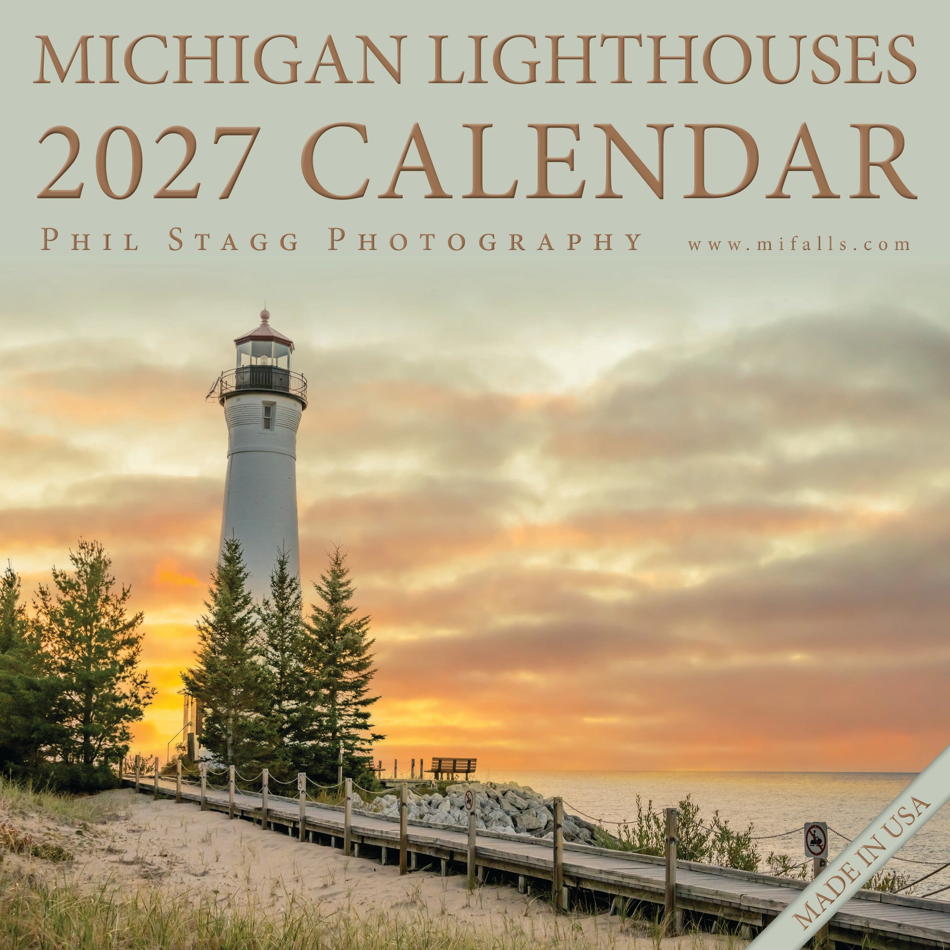 2027 MICHIGAN LIGHTHOUSES - 13 month Wall Calendar (12"x12")