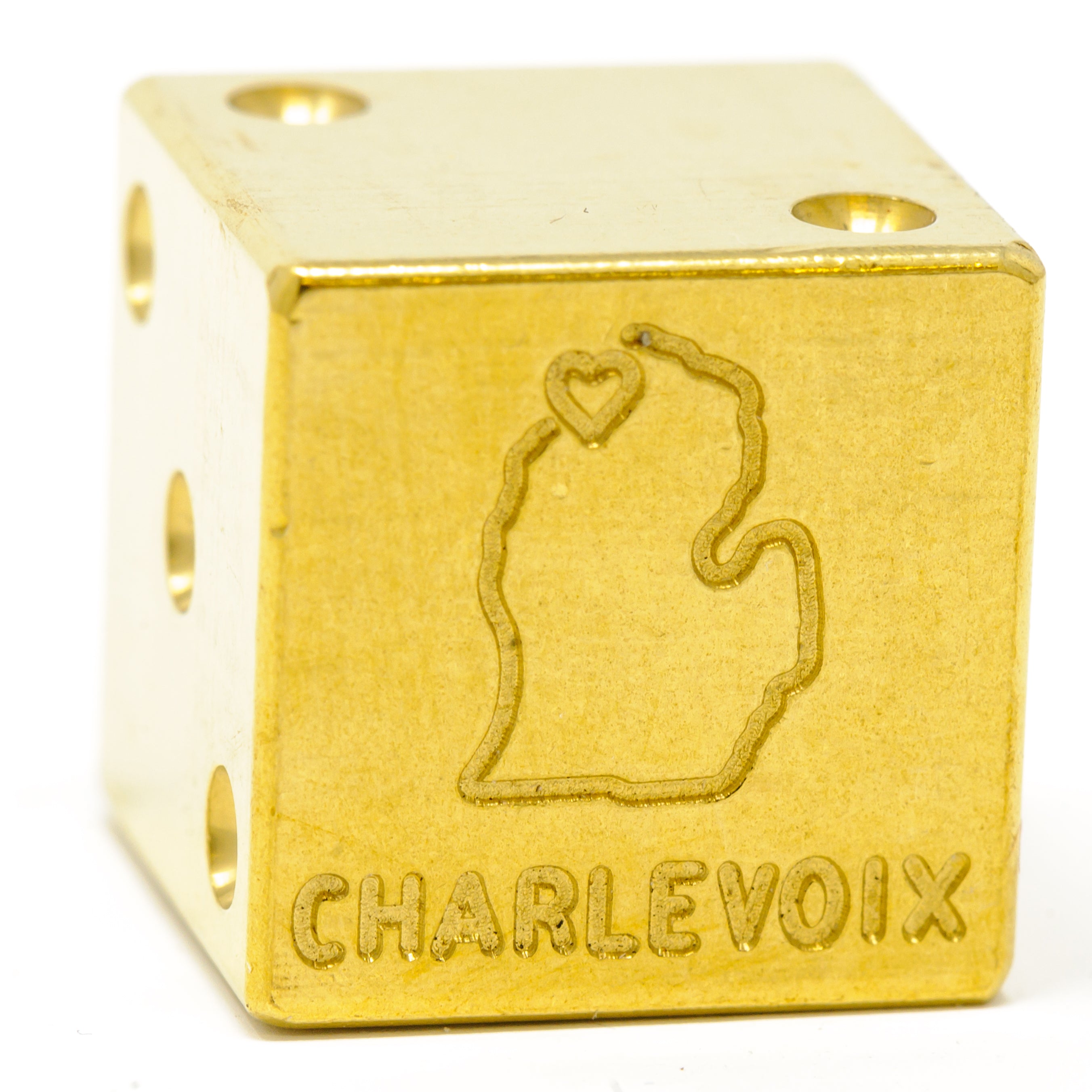 Image of Charlevoix, Michigan Solid Brass Die – Michigan Mitten Souvenir