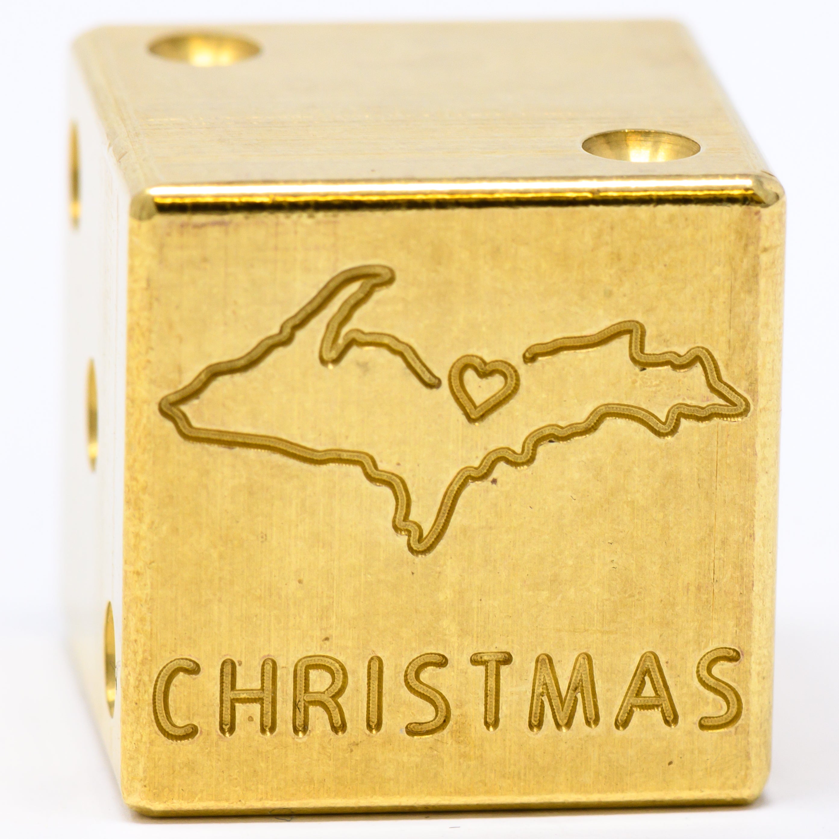 Image of Christmas, Michigan Solid Brass Die – Upper Peninsula Souvenir