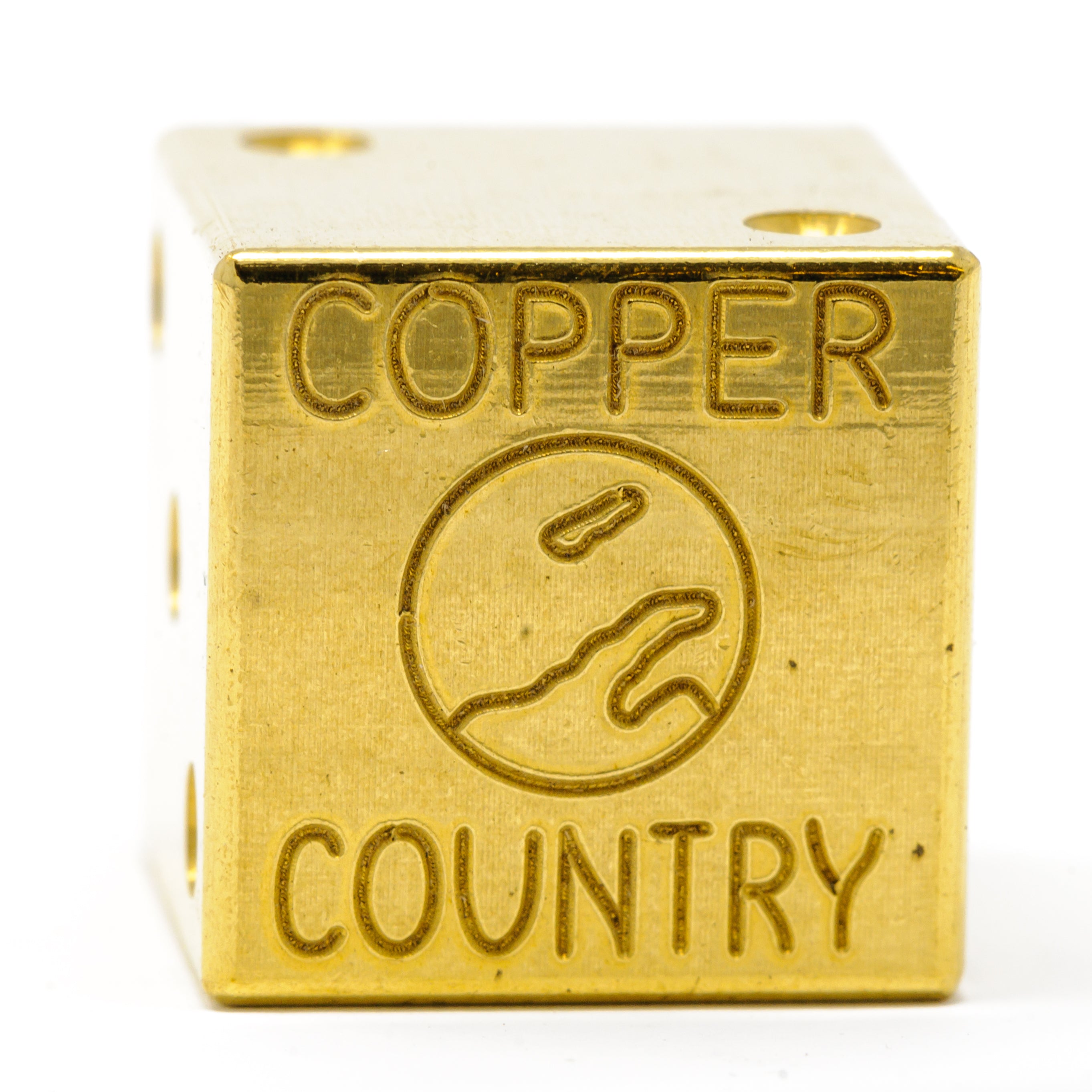Image of Copper Country Solid Brass Die – Keweenaw Peninsula Souvenir