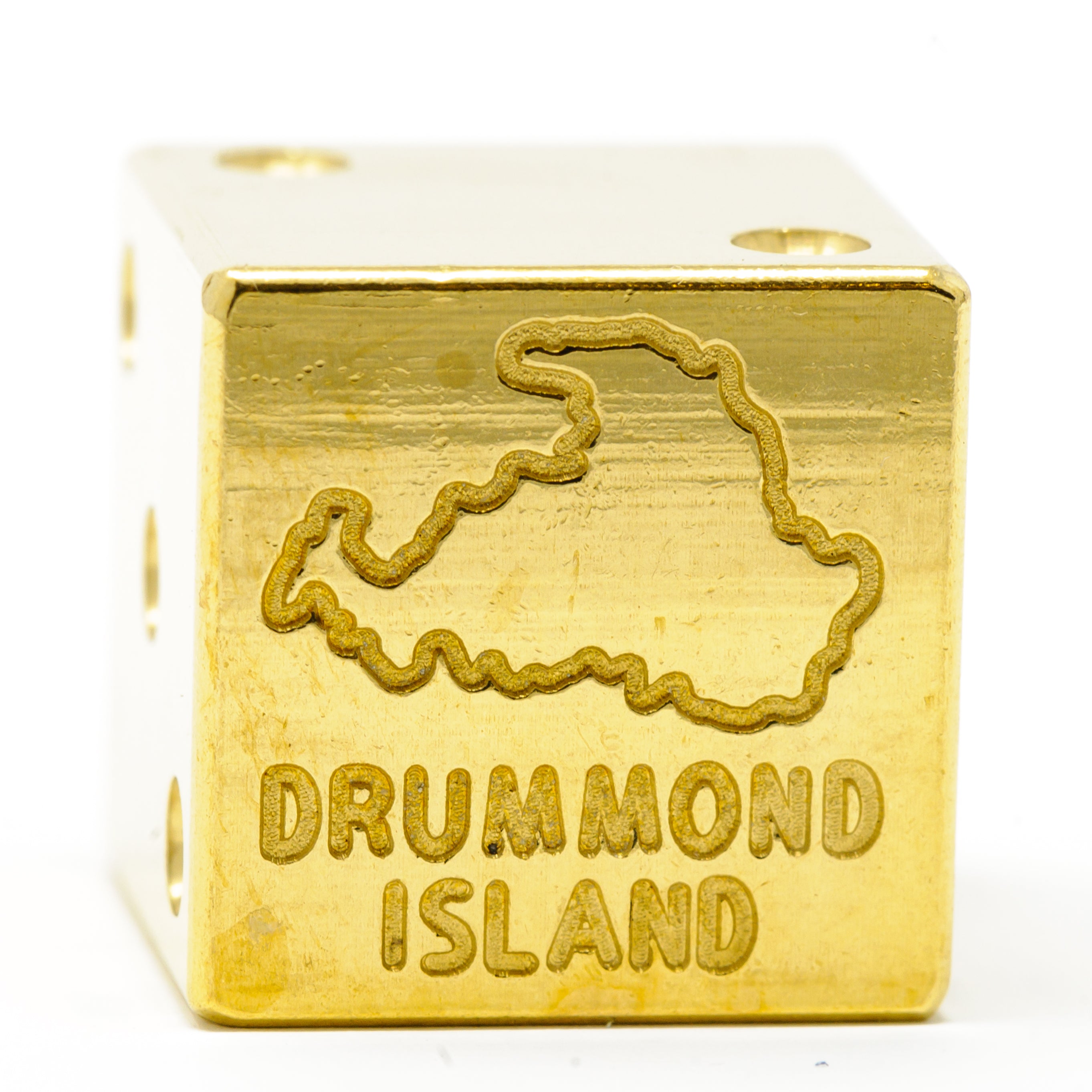 Image of Drummond Island Solid Brass Die – Upper Peninsula Souvenir