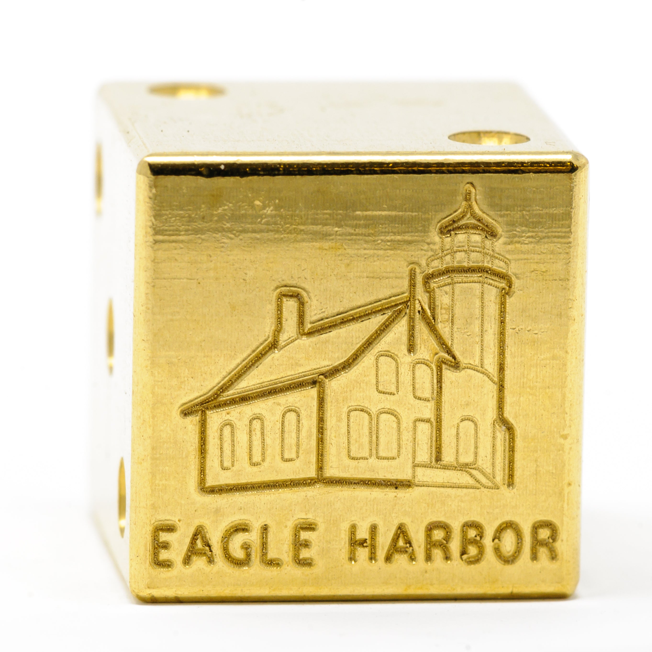 Image of Eagle Harbor Lighthouse Solid Brass Die – Great Lakes Souvenir