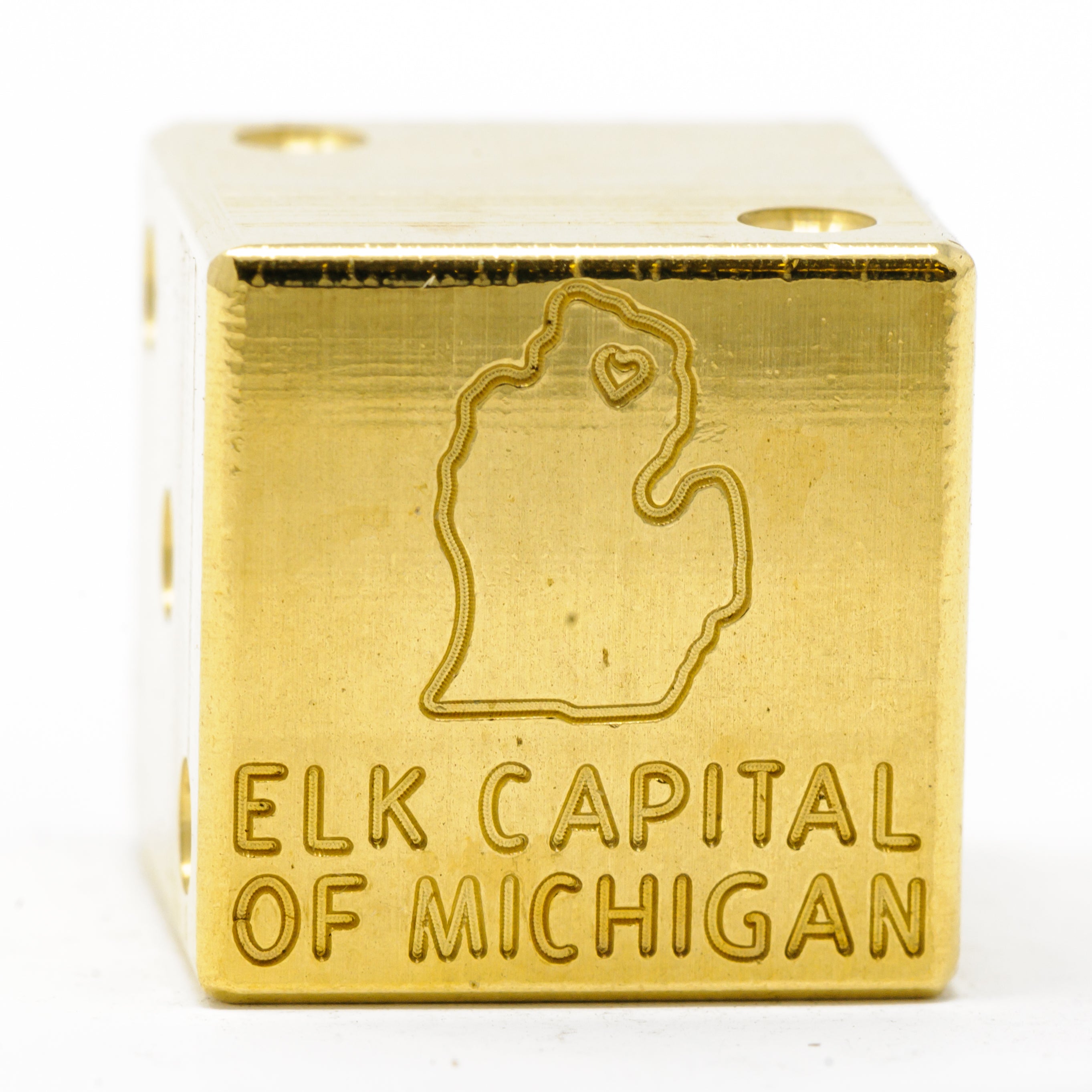 Image of Elk Capital of Michigan Solid Brass Die – Michigan Mitten Souvenir