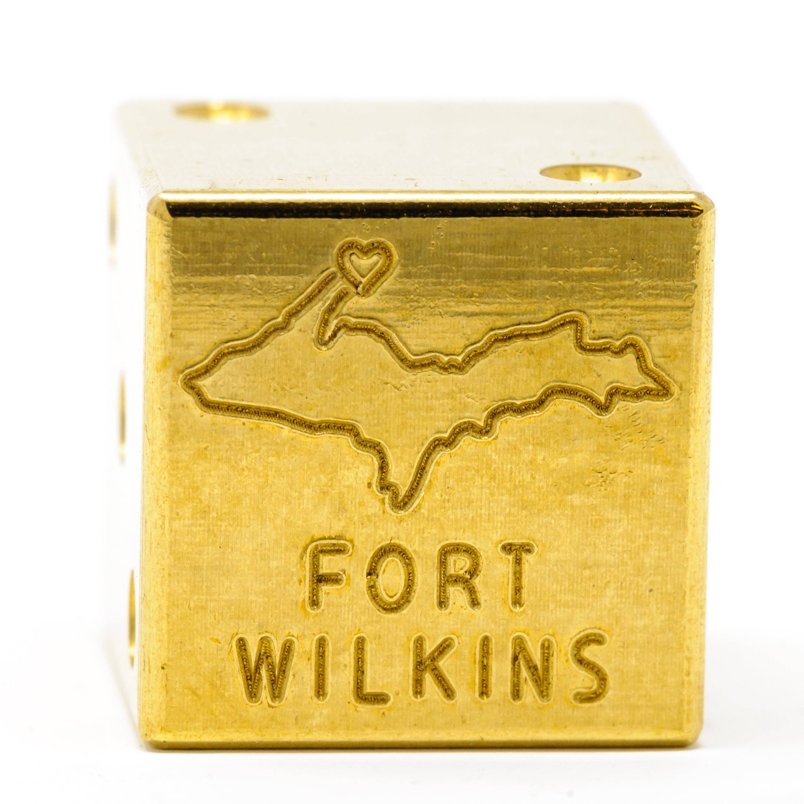 Image of Fort Wilkins, Michigan Solid Brass Die – Upper Peninsula Souvenir