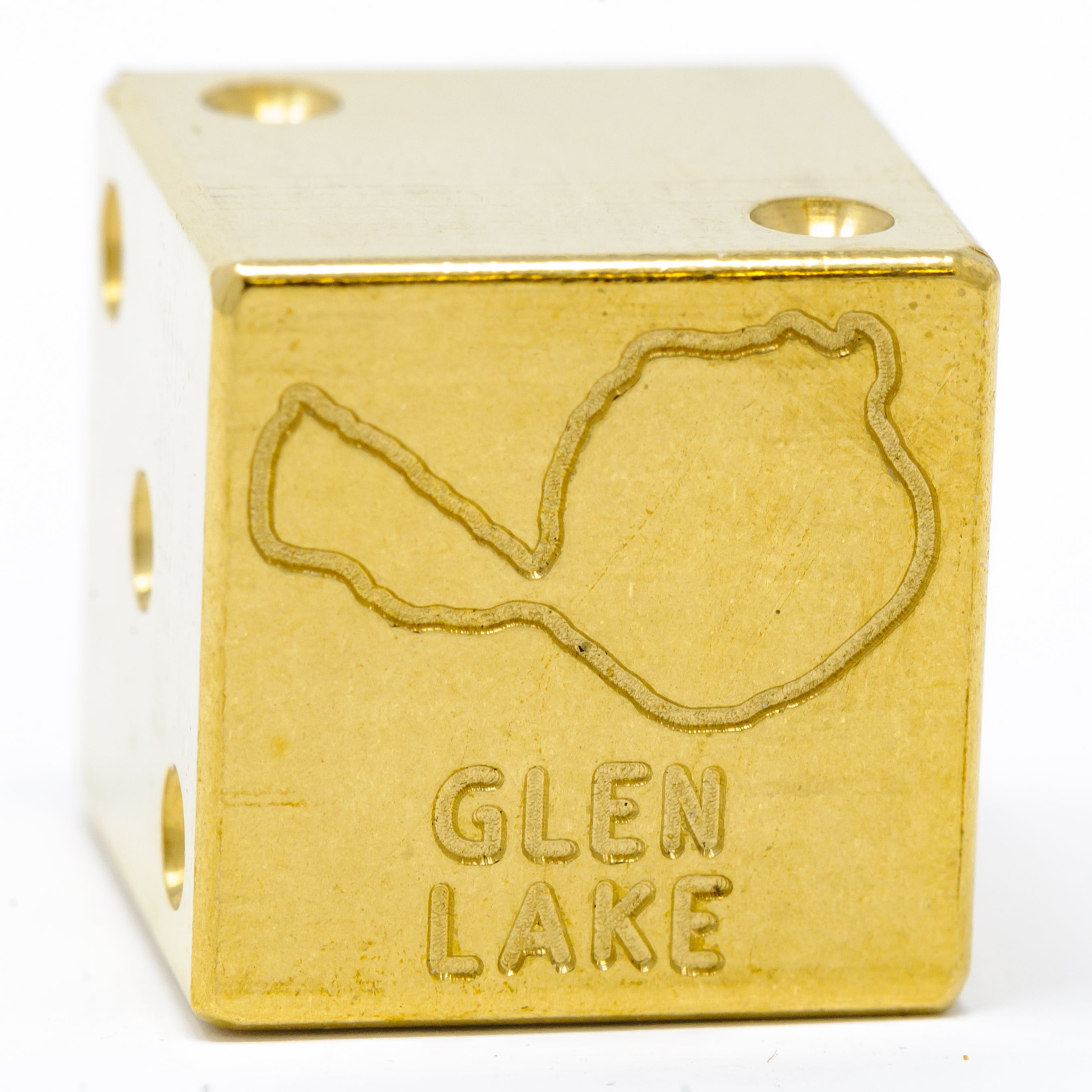 Image of Glen Lake Solid Brass Die – Michigan Inland Lake Souvenir