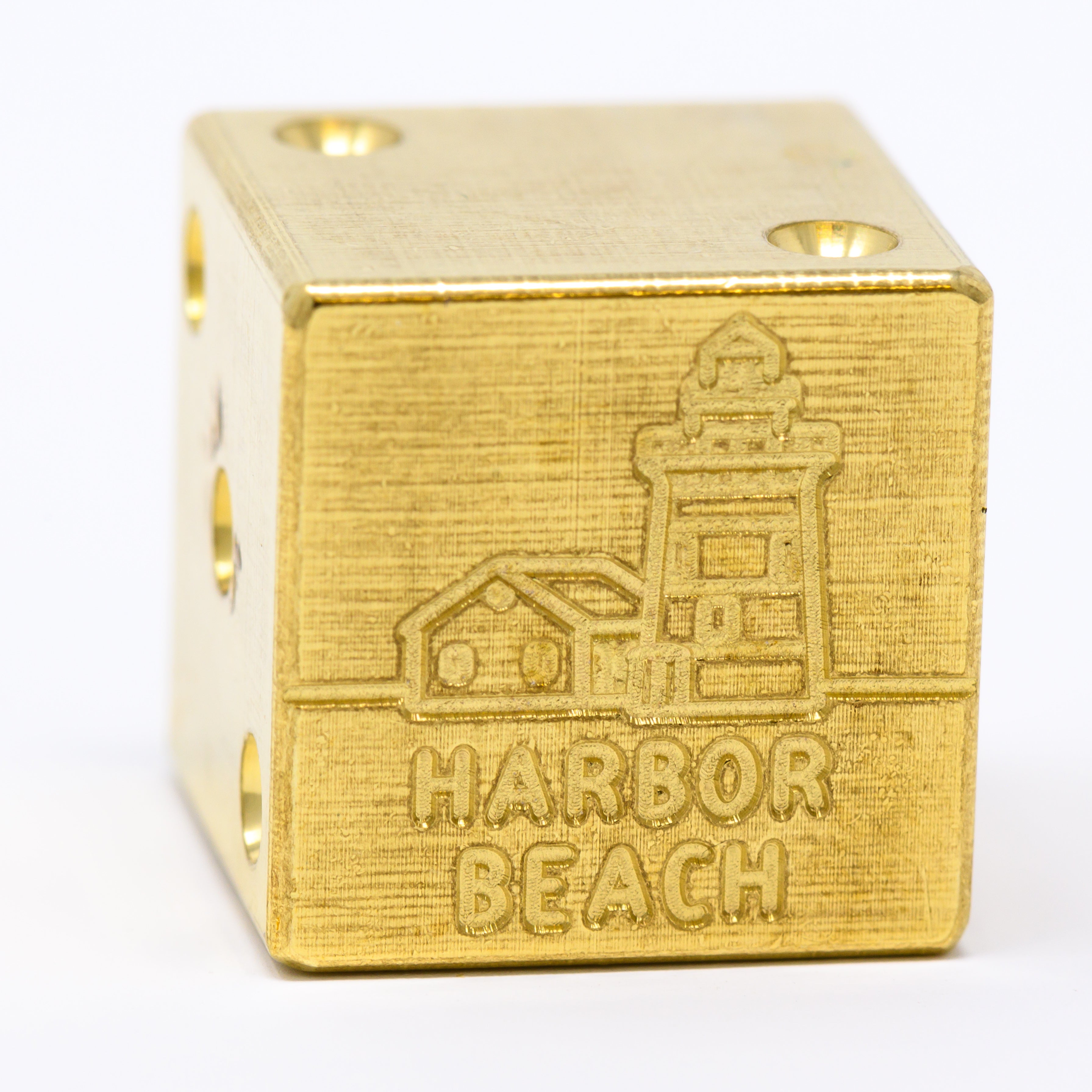Image of Harbor Beach Lighthouse Solid Brass Die – Great Lakes Souvenir