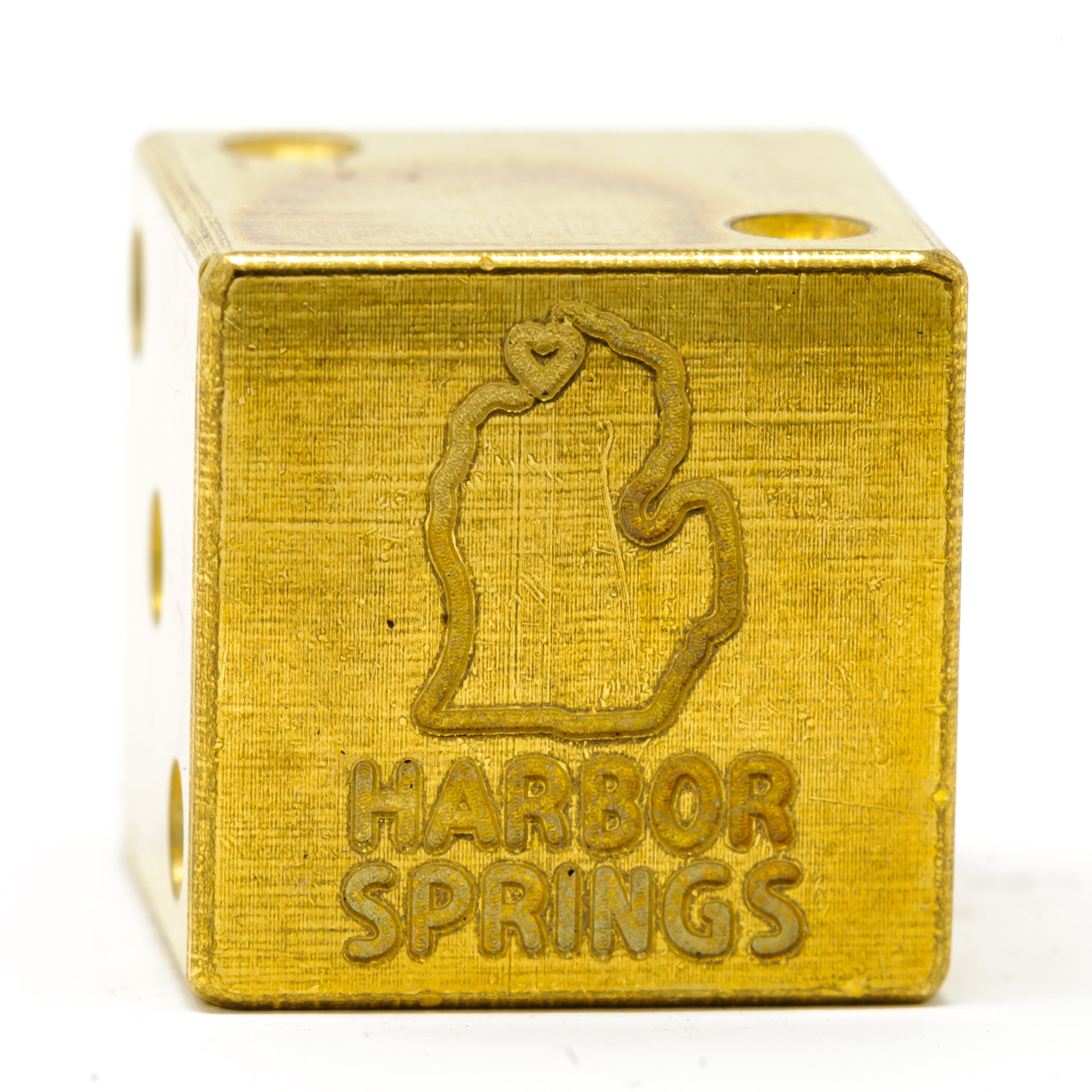 Image of Harbor Springs, Michigan Solid Brass Die – Michigan Mitten Souvenir