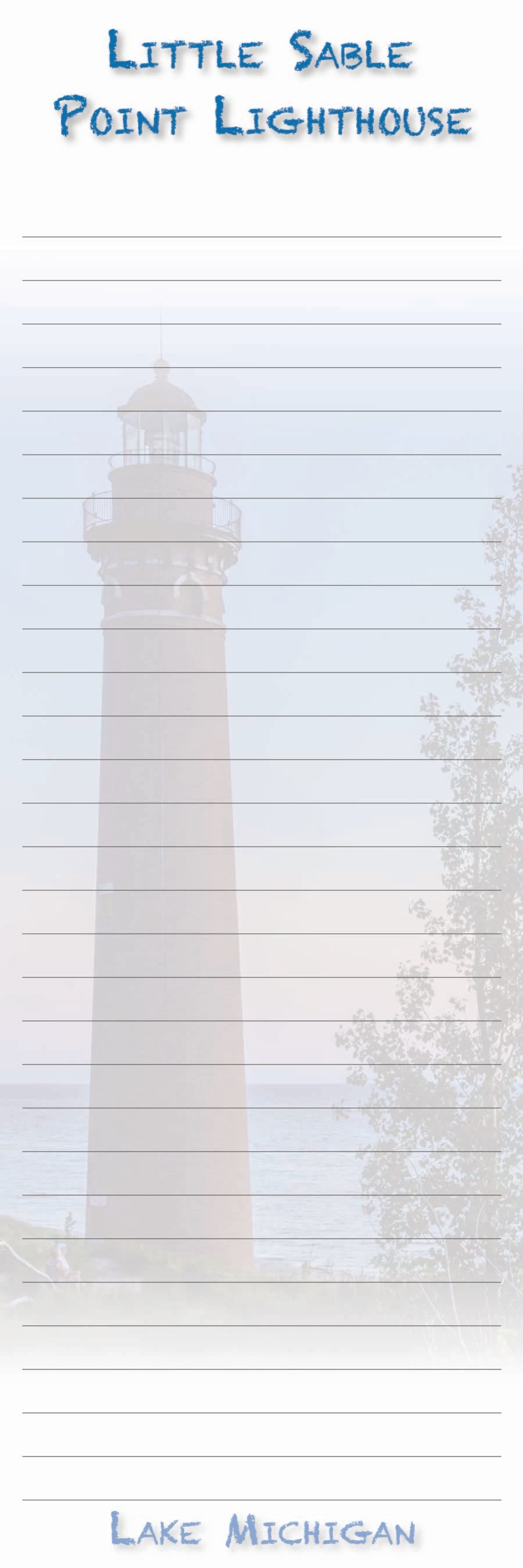 Little Sable Point Lighthouse - 3"x9" Magnetic Notepad - 50 sheets