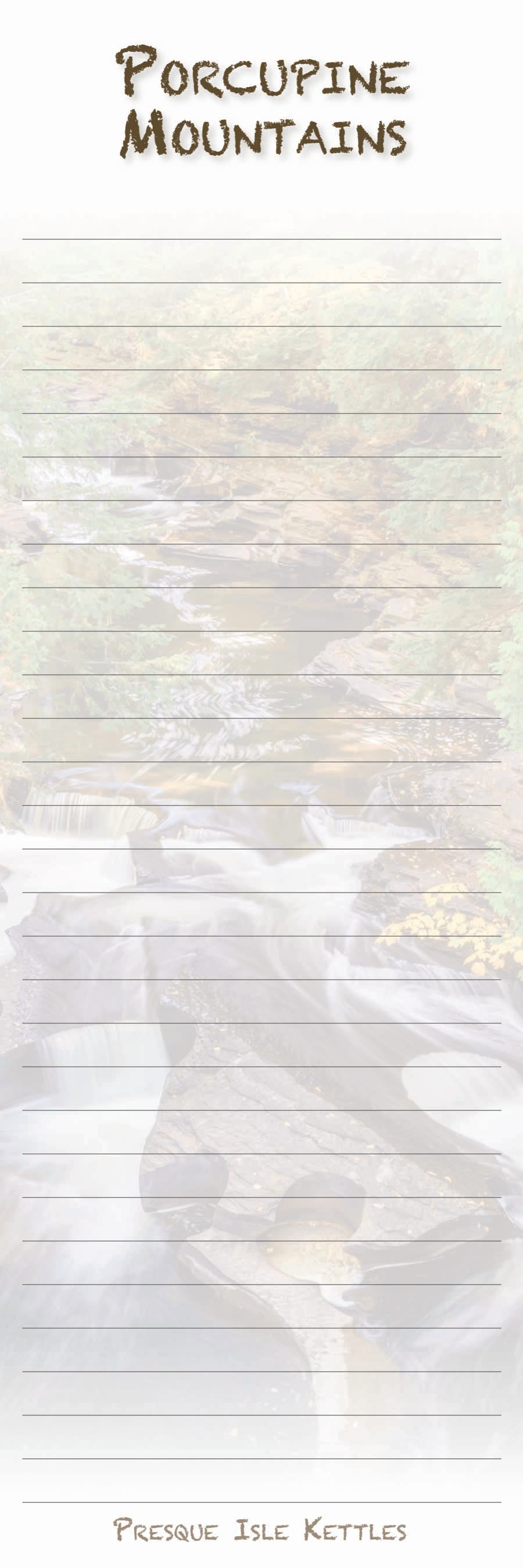 Porcupine Mountains - Presque Isle Kettles - 3"x9" Magnetic Notepad - 50 sheets