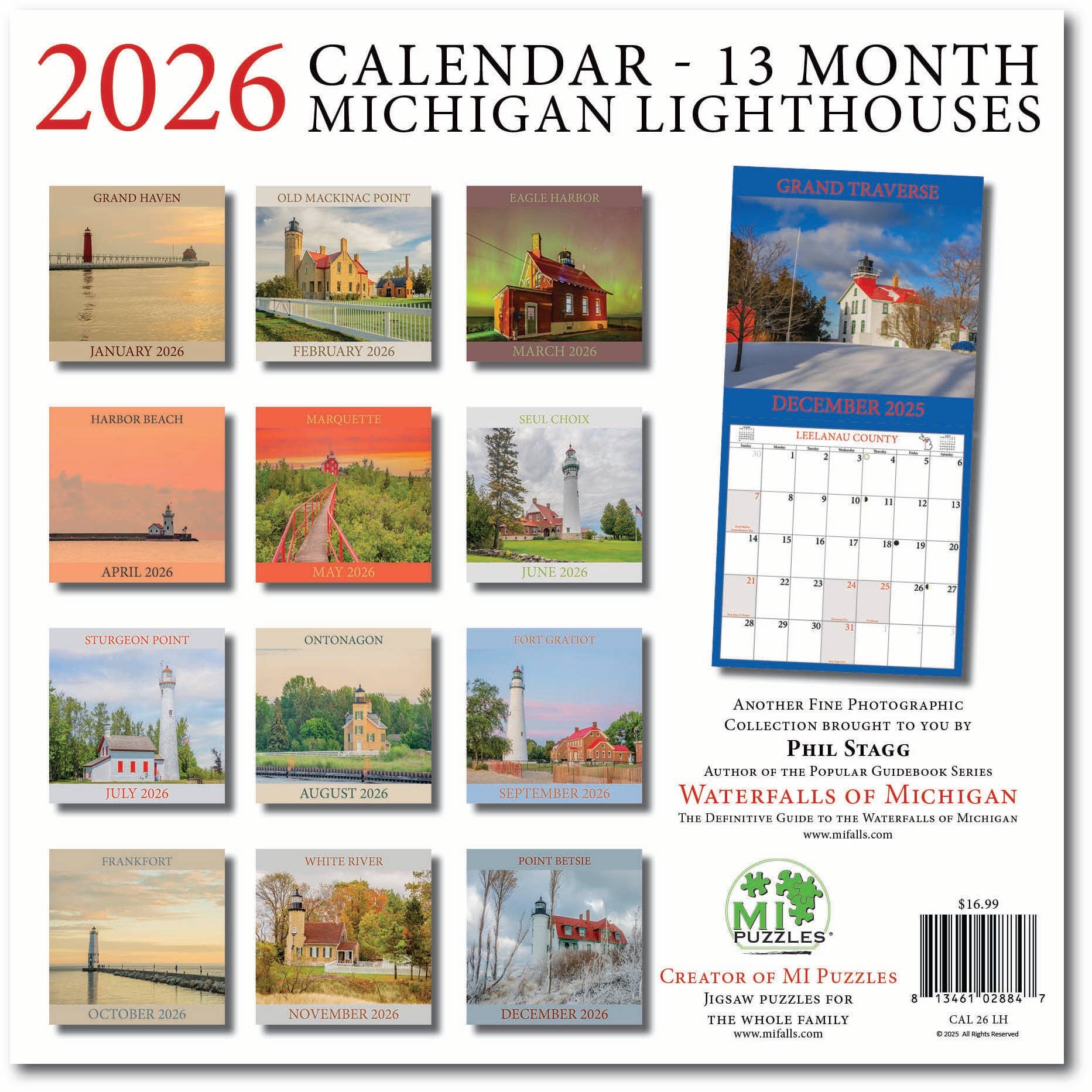 Image of 2026 MICHIGAN LIGHTHOUSES 13 month Wall Calendar (12
