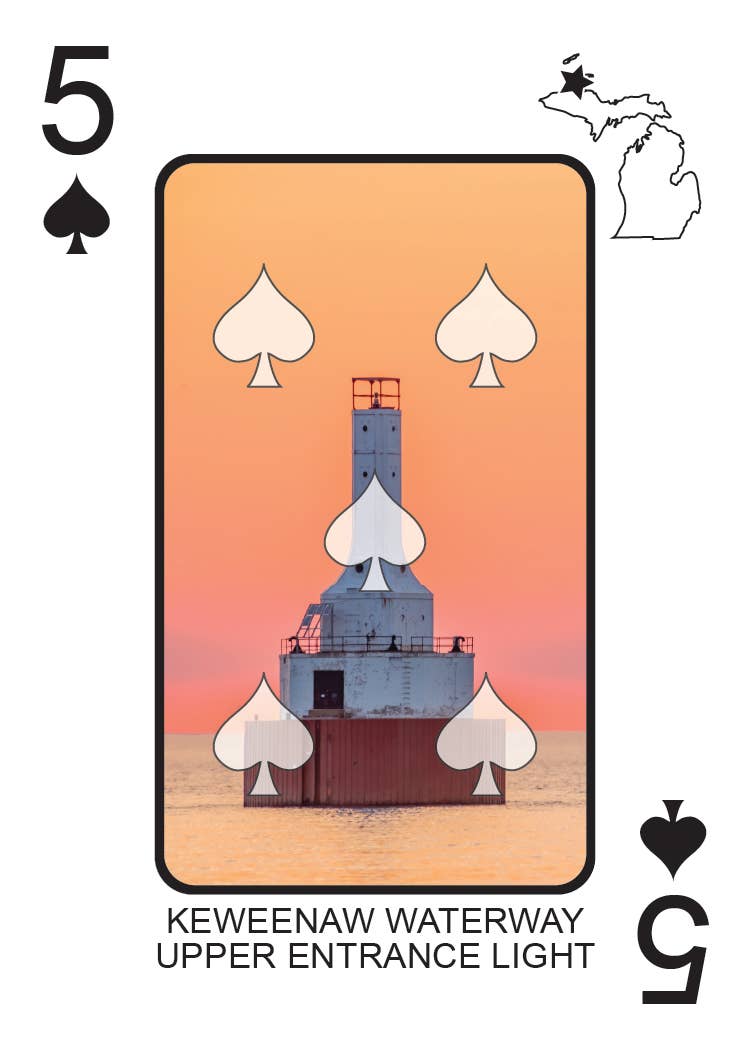 Image of LIGHTHOUSES OF MICHIGAN - Playing Cards - Euchre Friendly