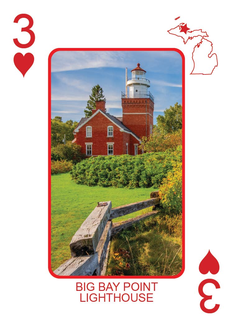 Image of LIGHTHOUSES OF MICHIGAN - Playing Cards - Euchre Friendly