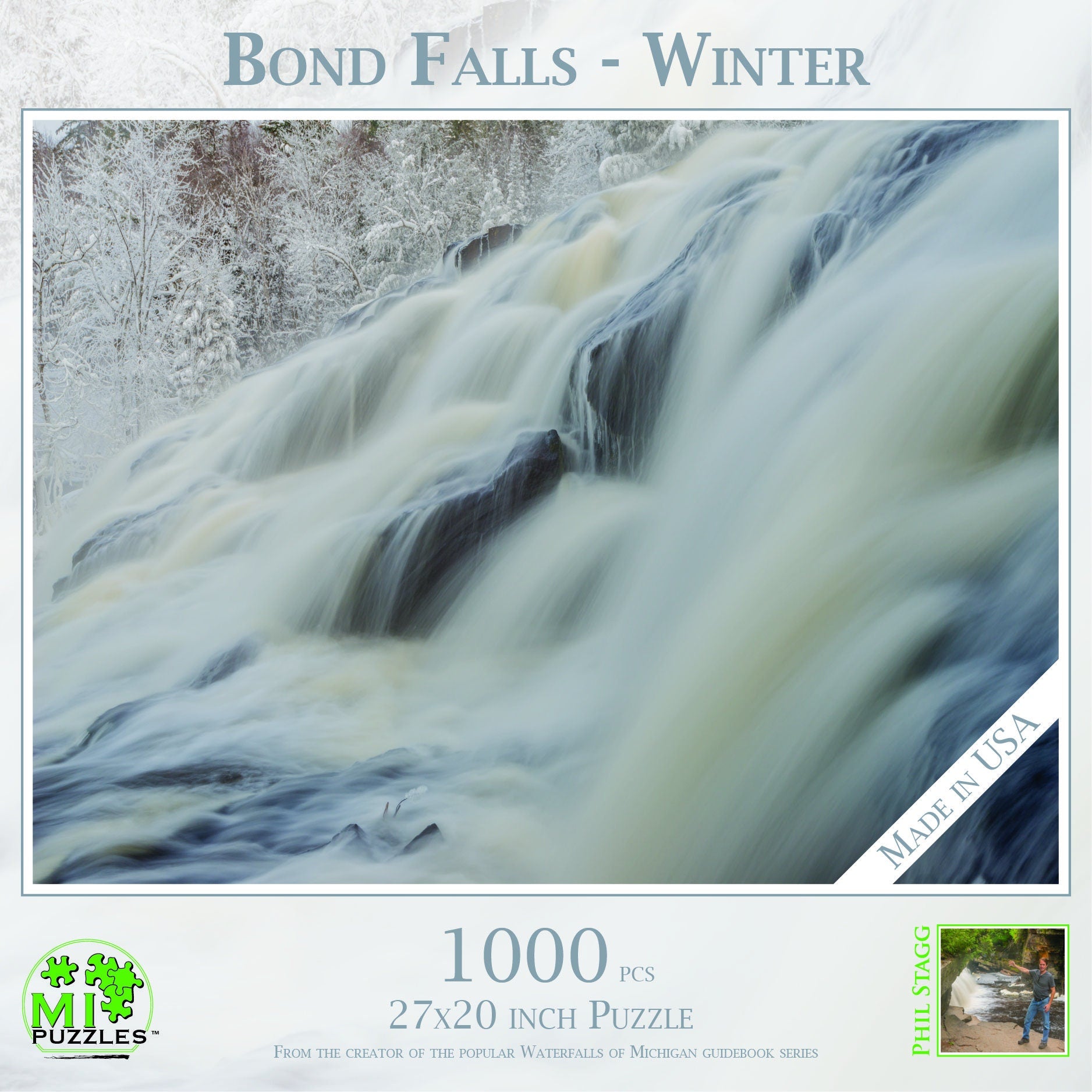 Bond Falls - Winter - 1000 Piece Jigsaw Puzzle - MI Puzzles by Phil Stagg Photography
