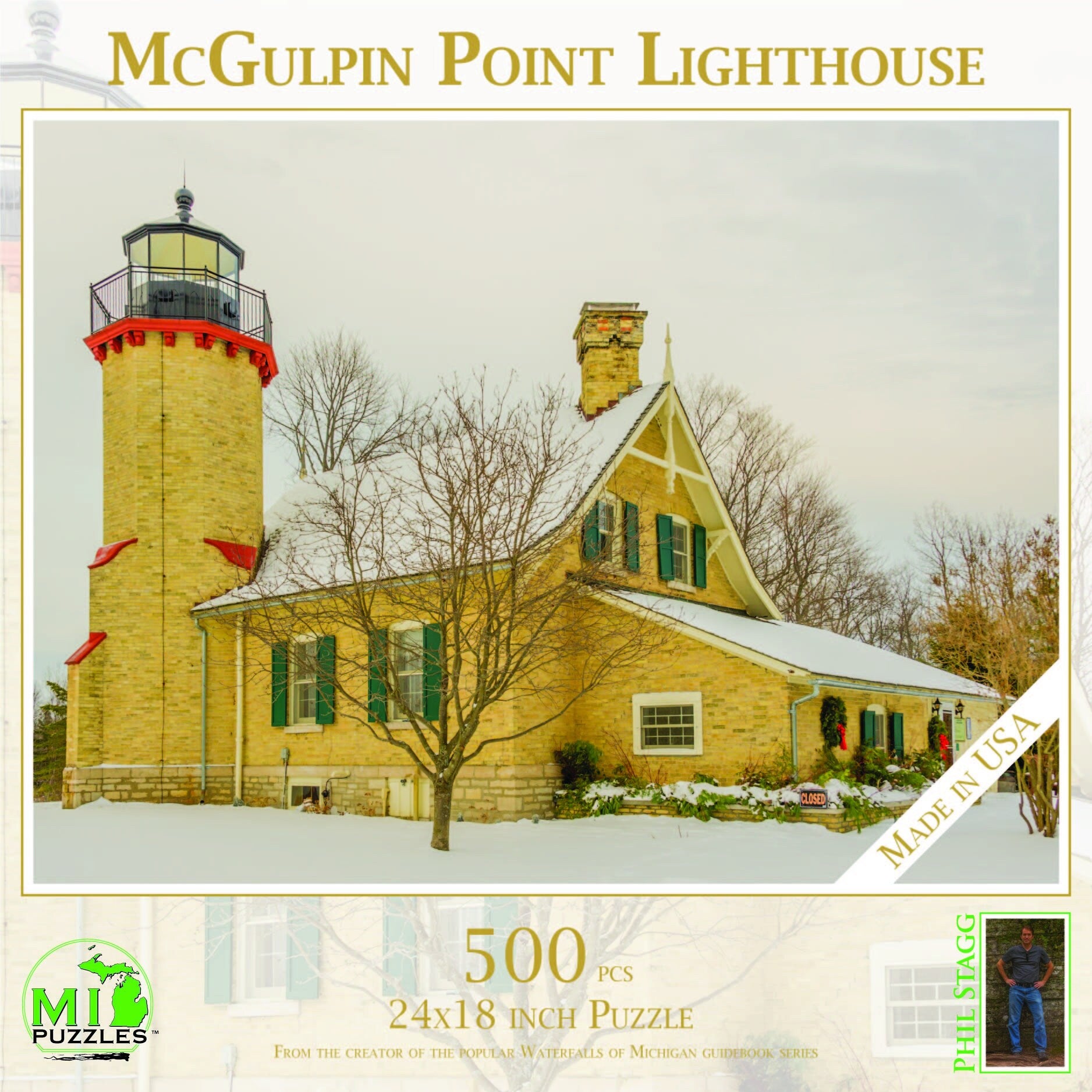 McGulpin Point Lighthouse - 500 Piece Jigsaw Puzzle - MI Puzzles by Phil Stagg Photography