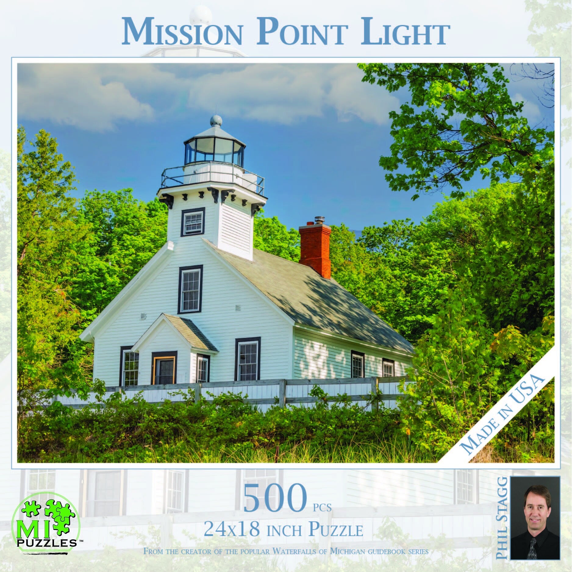 Mission Point Light - 500 Piece Jigsaw Puzzle - MI Puzzles by Phil Stagg Photography
